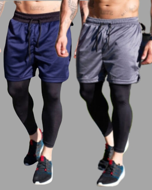 Kit 2 Shorts Dryfit com Calça Legging